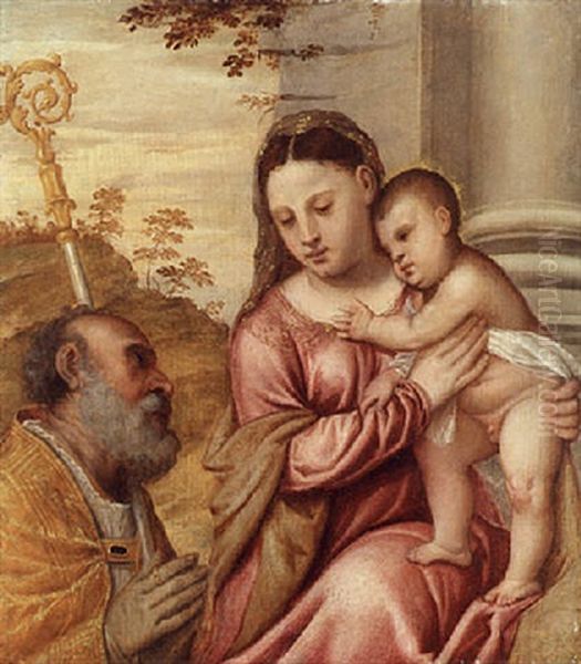 The Madonna And Child Appearing To A Bishop by Polidoro da Lanciano