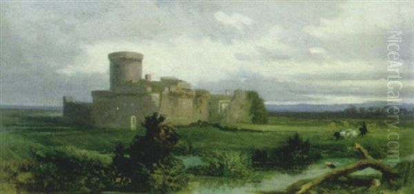 Kastell In Der Campagna Romana Oil Painting by Franz Knebel L'Ancien