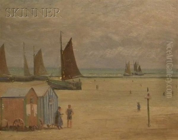 View Of A French Beach Oil Painting by Frank Von Der Lancken