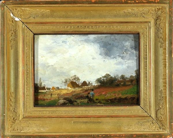 Weite Landschaft Mit Reetgedeckten Gehoften Oil Painting by Ludwig Lanckow