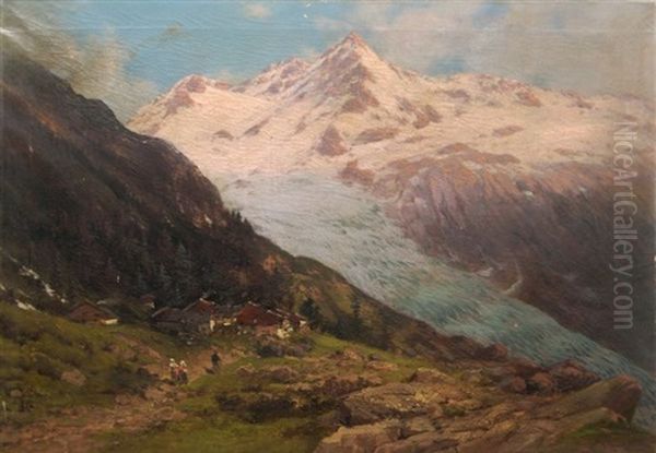 Alpengletscher Im Sommer Oil Painting by Ludwig Lanckow