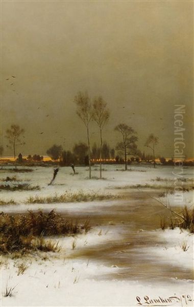 Abendliche Winterlandschaft Oil Painting by Ludwig Lanckow