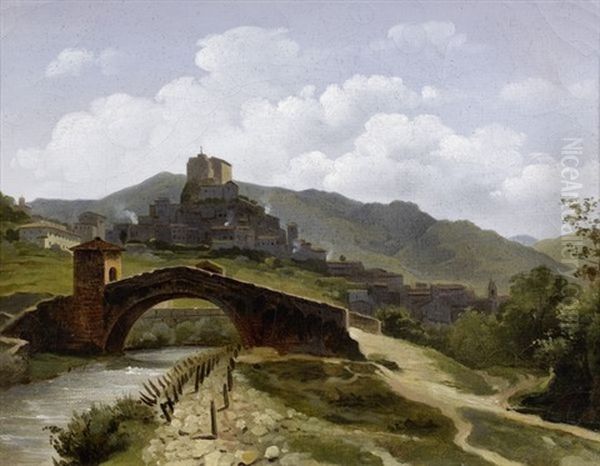 Vue Prise A Subiaco Oil Painting by Joseph-Ferdinand Lancrenon