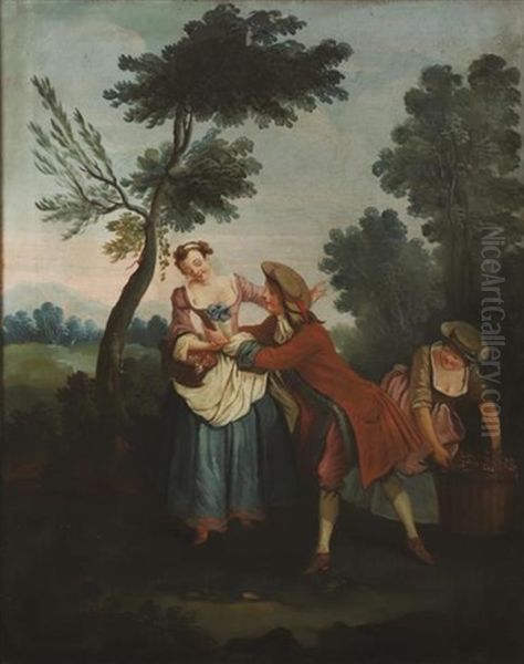 Les Quatre Saisons (4 Works) Oil Painting by Nicolas Lancret