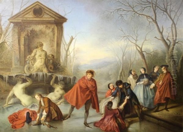 Les Patineurs Oil Painting by Nicolas Lancret