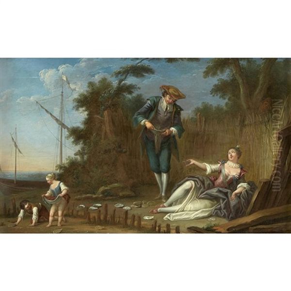 Courting Scene Oil Painting by Nicolas Lancret