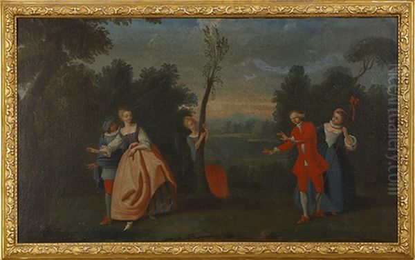 Jeu De Colin-maillard Oil Painting by Nicolas Lancret