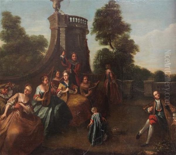 Fete Galante Scene Oil Painting by Nicolas Lancret