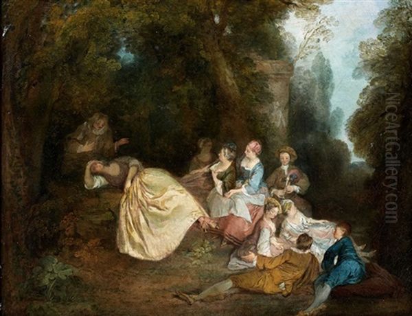 Assemblee Galante Dans Un Parc Oil Painting by Nicolas Lancret