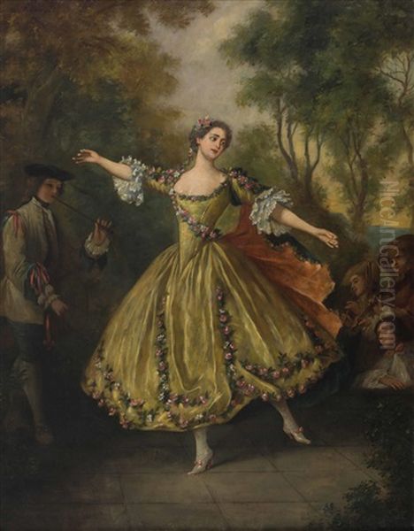 Mademoiselle Camargo Tanzend In Landschaft Mit Gesellschaft Oil Painting by Nicolas Lancret