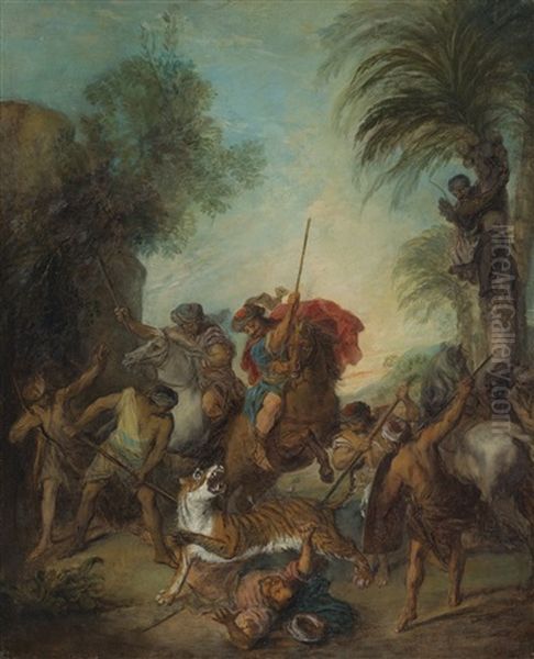 La Chasse Au Tigre Oil Painting by Nicolas Lancret