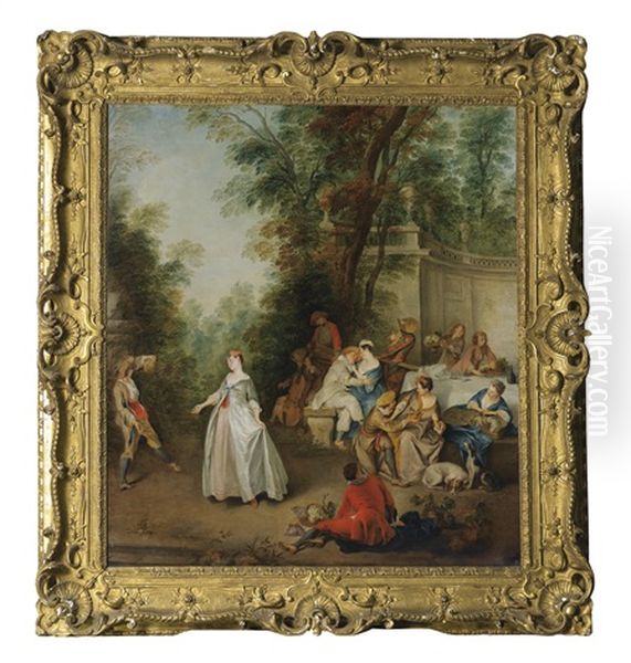 Scene De Dejeuner Dans Un Parc Oil Painting by Nicolas Lancret