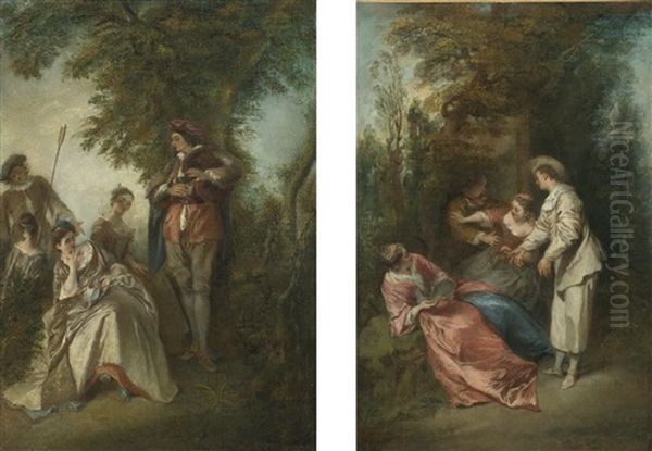 Que Le Coeur D'un Amant Est Sujet A Changer And D'un Baiser Que Tircis (pair) Oil Painting by Nicolas Lancret