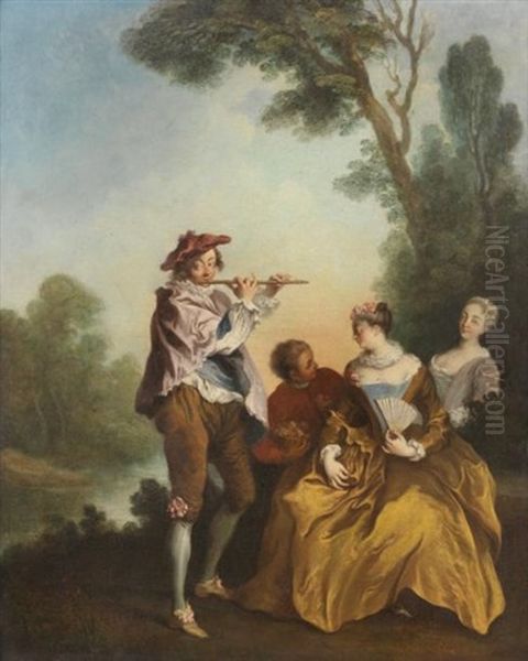 Par Une Tendre Chansonnette Oil Painting by Nicolas Lancret