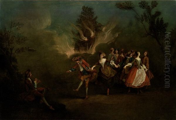 Allegorie Auf Das Element Feuer Oil Painting by Nicolas Lancret