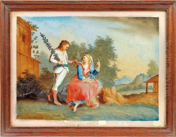 Hofisches Und Bukolisches Paar (pair) Oil Painting by Nicolas Lancret