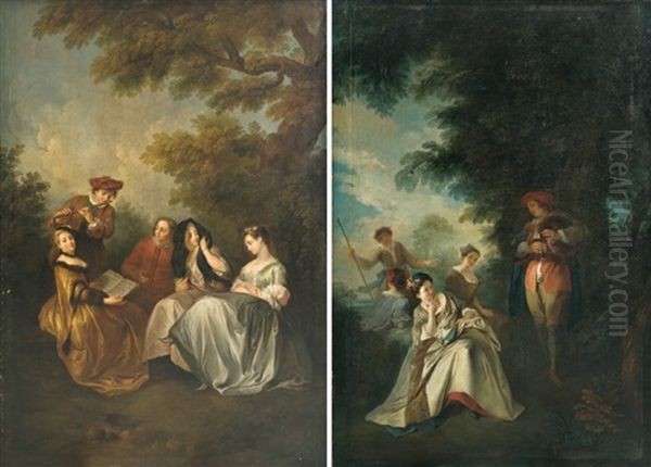 Que Le Coeur D'un Amant Est Sujet A Changer (+ Concert Dans Un Sous-bois; Pair) Oil Painting by Nicolas Lancret