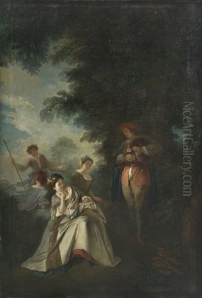 Fete Champetre, Que Le Coeur D'un Amant Est Sujet A Changer (+ Un Concert; Pair) Oil Painting by Nicolas Lancret