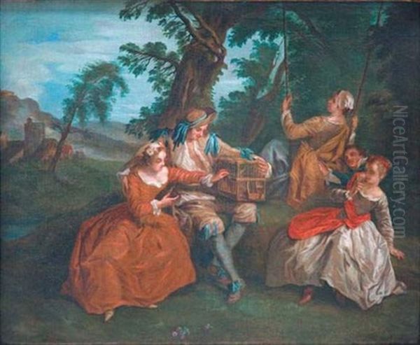 Les Amours Du Bocage Oil Painting by Nicolas Lancret