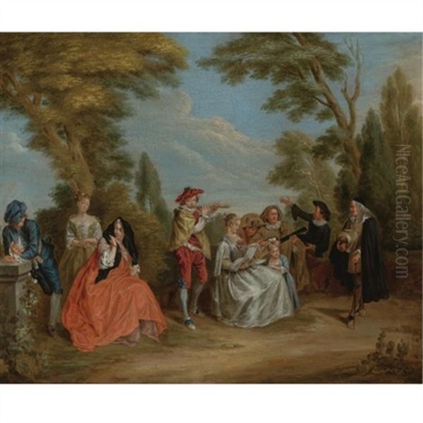 A Concert In The Park Oil Painting by Nicolas Lancret