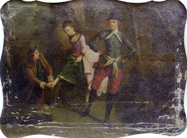 L'attache Du Patin Oil Painting by Nicolas Lancret