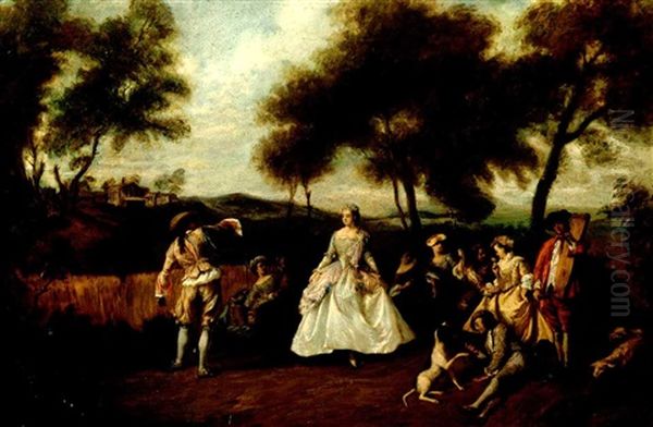 The Coquettish Dance In The Woods (schoferszene) Oil Painting by Nicolas Lancret