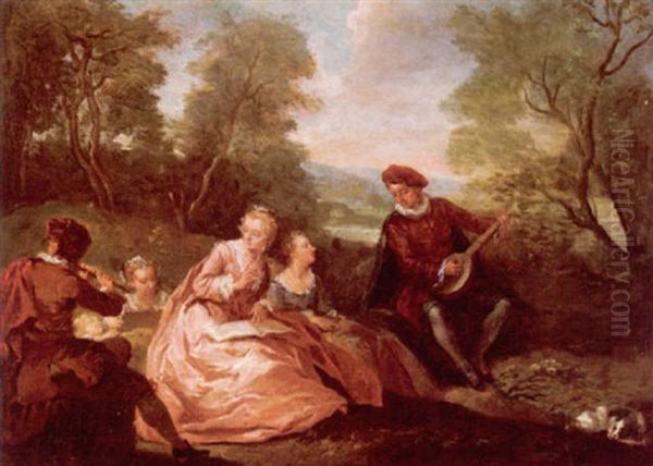 A Concert Champetre Oil Painting by Nicolas Lancret