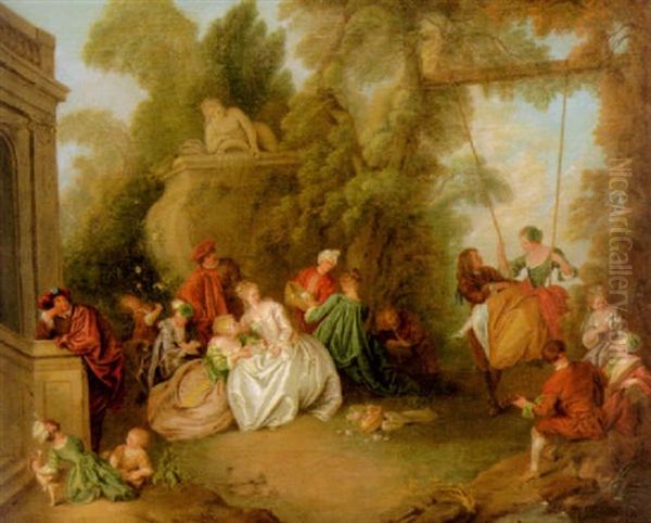 Fetes Galantes Oil Painting by Nicolas Lancret