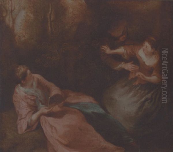 An Amorous Advance Oil Painting by Nicolas Lancret