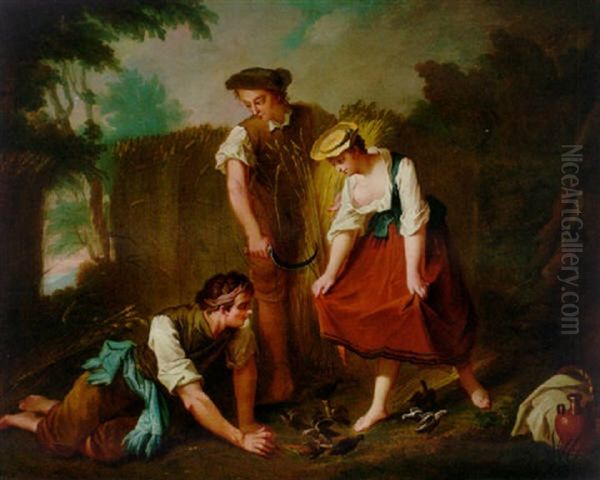 Harvesters Discovering Birds Oil Painting by Nicolas Lancret