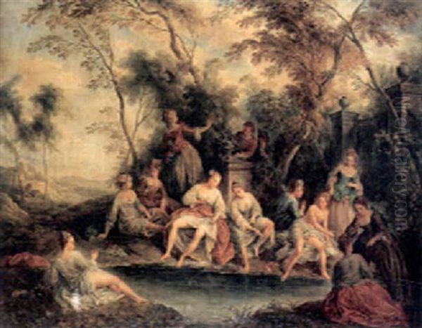 Les Baigneuses Oil Painting by Nicolas Lancret