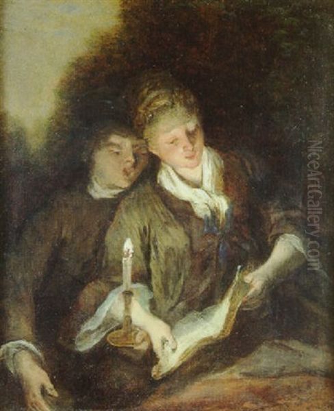 La Lecture A La Bougie by Nicolas Lancret