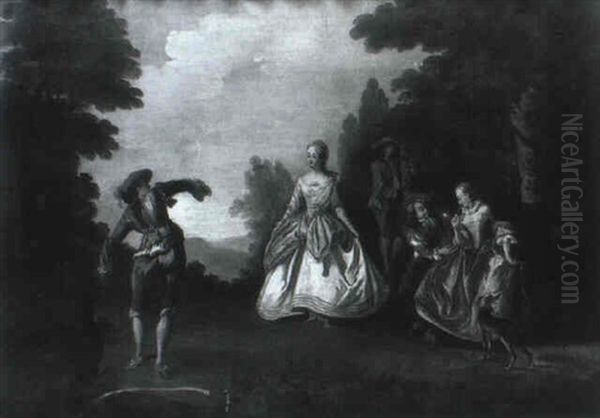 Le Menuet Dans Le Parc Oil Painting by Nicolas Lancret