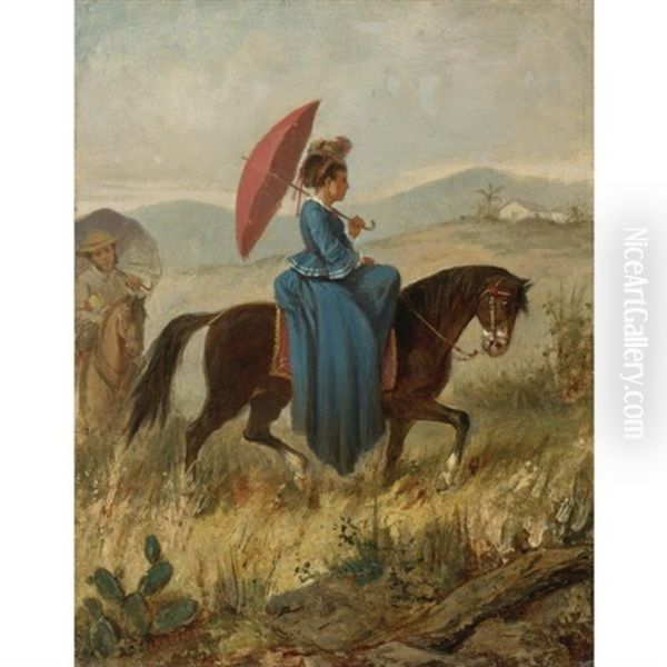 Tipos Populares - Dama A Caballo Oil Painting by Victor Patricio Landaluze