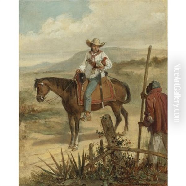 Tipos Populares - Guajiro Con Gallo Oil Painting by Victor Patricio Landaluze