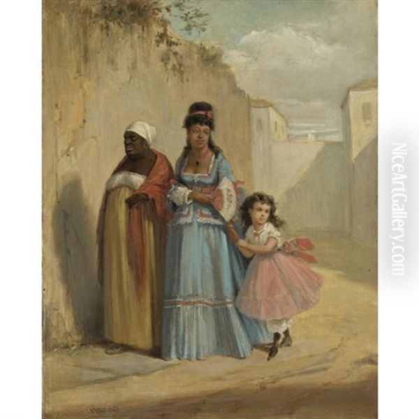 Tipos Populares - La Institutriz Oil Painting by Victor Patricio Landaluze