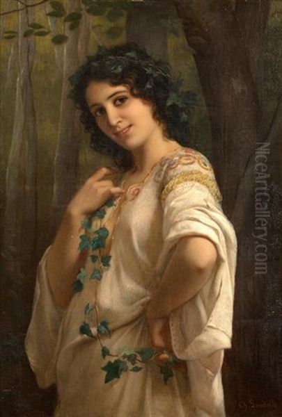 Jeune Femme Souriante Oil Painting by Charles Zacharie Landelle