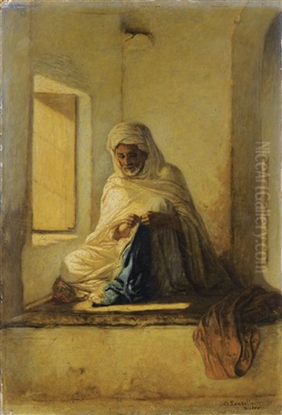 Arab Tailor Oil Painting by Charles Zacharie Landelle