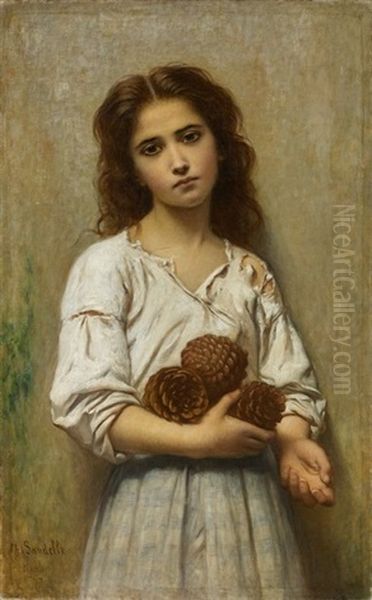 Fillette Aux Pommes De Pins Oil Painting by Charles Zacharie Landelle