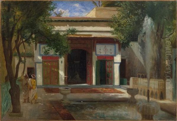 Le Consulat De France A Fes Oil Painting by Charles Zacharie Landelle