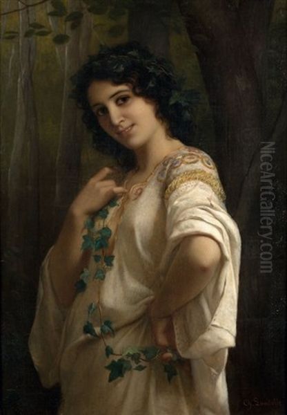 Jeune Fille A La Couronne De Lierre Oil Painting by Charles Zacharie Landelle