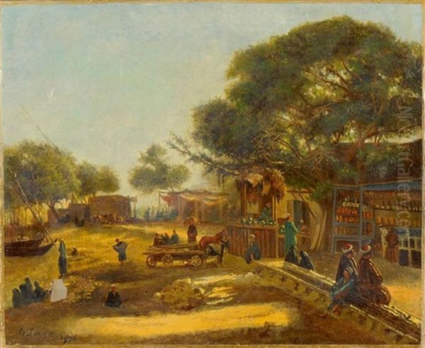 Le Marche Aux Potiers En Algerie Oil Painting by Charles Zacharie Landelle