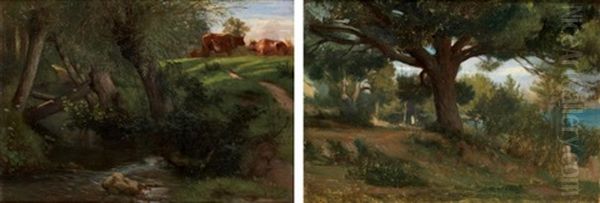 Paysages (pair) Oil Painting by Charles Zacharie Landelle