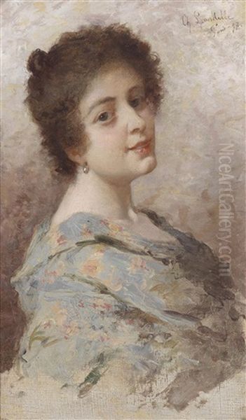 Portrait Einer Jungen Dame Oil Painting by Charles Zacharie Landelle