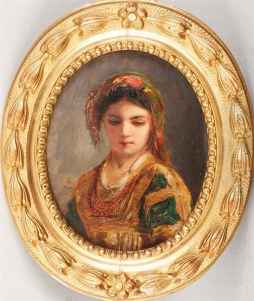 Jeune Marocaine Aux Bijoux Oil Painting by Charles Zacharie Landelle