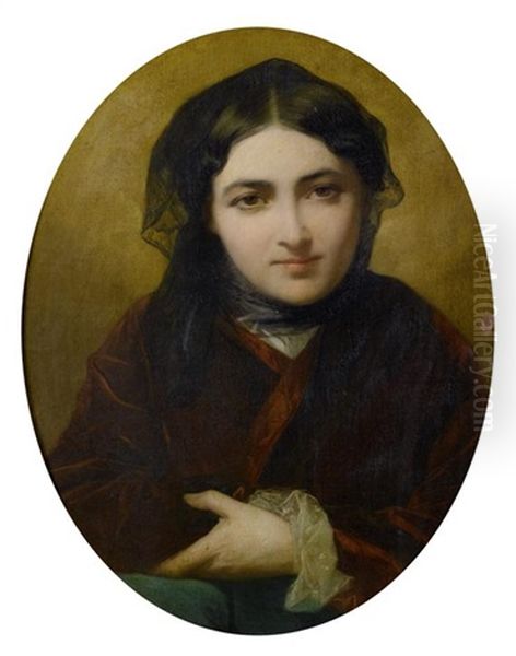 Portrait Einer Jungen Dame Oil Painting by Charles Zacharie Landelle