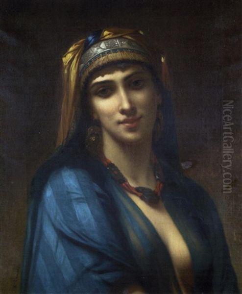 Belle Orientale En Bleu Oil Painting by Charles Zacharie Landelle