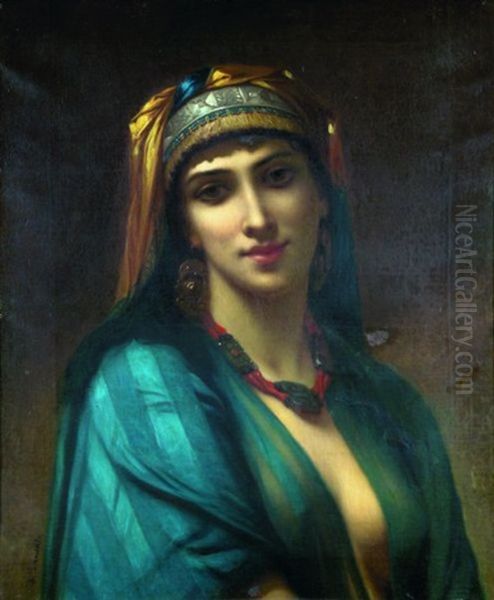 Belle Orientale En Bleu by Charles Zacharie Landelle