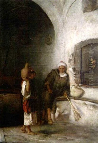 Le Prisonnier De Tanger, L'eau (+ Another, Similar; Pair) Oil Painting by Charles Zacharie Landelle