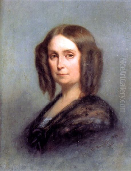 Portrait De Femme Oil Painting by Charles Zacharie Landelle